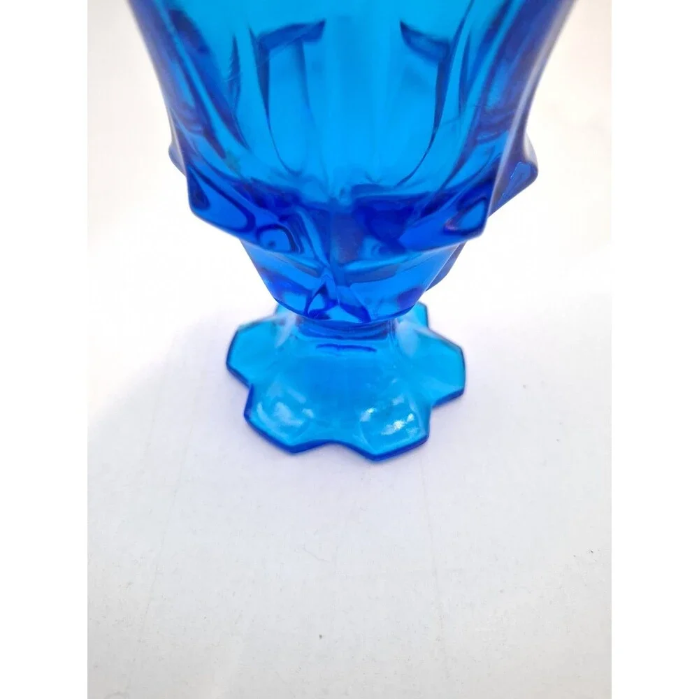 Fenton Colonial Blue Valencia Glass Swung Ruffle Edge Vase 6.75inches